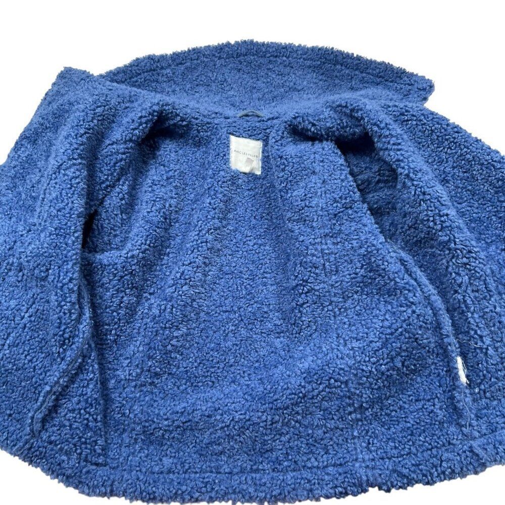 Avec Les Filles Anthropologie Boxy Cropped Fabric Mix Coat Faux Suede Blue Size - Picture 8 of 9